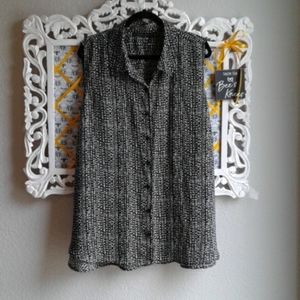 Sheer sleeveless button front top